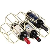 9 Bottles Metal Wine Rack, Countertop Free-Stand Wine Storage Holder, Space Saver Protector for R...