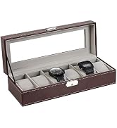 NEX Watch Box, 6 Slots Leather Watch Display Case Organizer Jewelry Storage for Men