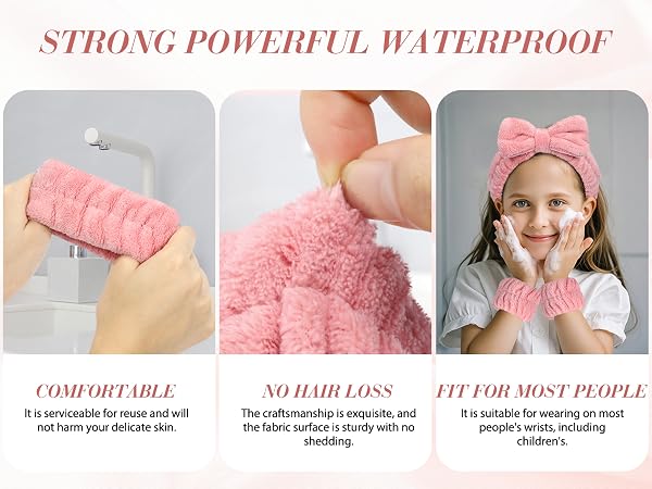 Women's Wrist Towels for Washing Face, Microfiber Spa Wash Towel Band, Absorbent Wristbands
