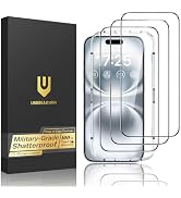 UNBREAKcable for iPhone 16 Plus Screen Protector, 3-Pack Full Coverage Tempered Glass [Military G...