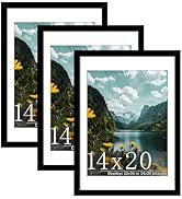 Picrit 14x20 Picture Frame 3 Pack, Black Poster Frame, Display Poster 12 x 16 with Mat or 14 x 20...
