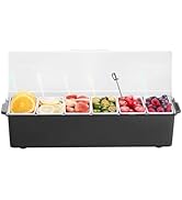 VEVOR Chilled Condiment Server, 6 Compartment Ice Cooled Condiment Serving Container, Chilled Gar...