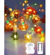 Fall Decorations 3D Pumpkin Acorn Maple Leaf Fairy Lights Battery Operated with Remote, 10FT 30 L...