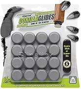 GorillaGlides 1 Inch Chair Sliders/Floor Protectors (16 Furniture Glides) Screw-On or Self-Adhesi...
