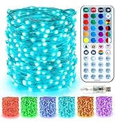BrizLabs Christmas Fairy String Lights, 33ft 100 LED Color Changing Christmas Fairy Lights with R...