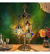 Turkish Lamp Moroccan Lamp 3 Globe Mosaic Lamp Moroccan Table Lamp Stained Glass Turkish Light Ha...