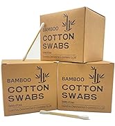 XL Bamboo Cotton Swabs 900ct, Natural Cotton Buds with Larger Tips for Personal Care,3 pack Organ...