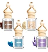 AROIC 4 Pack Car Air Freshener Hanging, Wooden Lid Essential Oil Air Freshener Hanging Car Diffus...