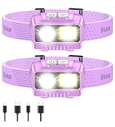 Blukar LED Headlamp,2000L Super Bright Rechargeable Headlight Flashlight with White&Red Light 2 P...