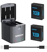 SANOOV 2-Pack 2100mAh Batteries for GoPro Hero 13 Black, 3-Slot Battery Charger 5V3A USB-C Cable ...