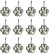 Sunlit Fashion Design Cute Paw Print Polished Shower Curtain Hooks for Dog Cat and Bear, Rust Pro...
