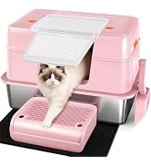 Vivifying Pink Stainless Steel Covered Cat Litter Box – Odor-Control, Easy-Clean Modular Enclosed...