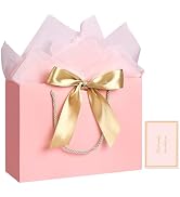 JMANNI Gift Bags, 1PCS Gift Bags Large with Ribbon and 1 Greeting Cards 2 Tissue Paper, Portable ...