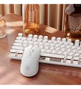 EWEADN Wired Typewriter Keyboard and Mouse Combo, Typewriter Style Mechanical Keyboard,104 Keys B...