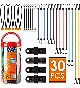 Cartman 30 Piece Premium Bungee Cords Assortment Jar Includes 10 Inch 18 Inch 24 Inch 32 Inch 40 ...