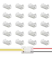 MIWISE 8mm Connectors Kit for 2-Pin COB LED Strip,20Pcs Strip-to-Wire Connectors,Solderless Exten...