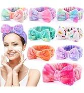 UMIKU 8 Pack Women's Soft Coral Fleece Headbands - Makeup Headwraps with Bow, Head Wraps for Faci...