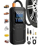 AIRSURE Tire Inflator Portable Air Compressor, 5X Faster Air Pump for Car Tires with Powerful Bat...