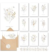 AUDREE Thank You Cards with Envelopes, Boho Wildflower 20 Pack 4x6 inches