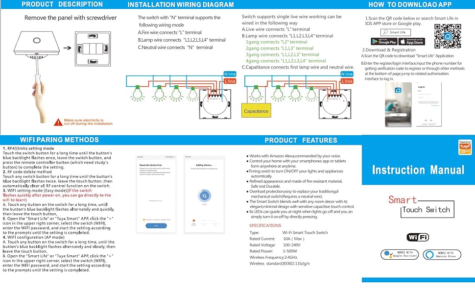 Wall switch Touch swithc tuya