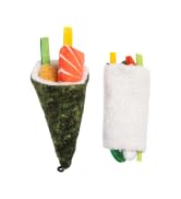 Catify by Best Pet Supplies Interactive Sushi Catnip Cat Toy Set — Catnip-Filled Sushi Roll & Han...