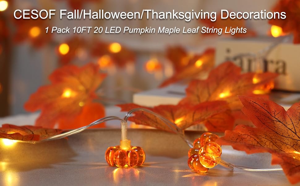 pumpkin maple leaves lights