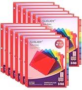 SUQJOY Binder Index Dividers with Tabs, 96 Count 3 Ring Binder Dividers with Pockets, 8 Tab Divid...