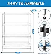 guan river 4 tier 1000 lbs Storage Rack Heavy Duty Display Shelves adjustable chrome 48"l*18"w*62"h