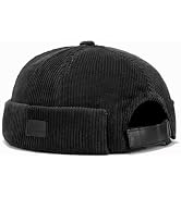 huablo Brimless Caps for Men Rolled Cuff Retro Beanie Hat Corduroy Brimless Cap