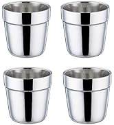TeamFar Stainless Steel Cups for kids Toddler, 6 Ounce Metal Insulated Cups | 4Pack Stackable Tea...