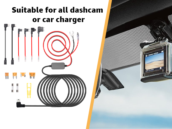 3-in-1 Hardwire Kit, USB-C Dash Cam, Low Voltage Protection, 12V-24V to 5V