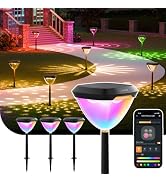Linkind Smart Solar Pathway Lights SP6, in-App Pattern Switching Solar Lights Outdoor, USB&Solar ...