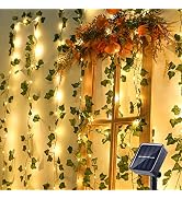 Brizled Solar Vine String Lights, 33ft 100 LED Solar String Lights, 8 Modes Artificial Ivy Leaf P...