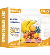 Heavy Duty Storage Bags with Zipper Top, Extra Large 3 Gallon 16" x 18" Plastic Bag, Jumbo Freeze...