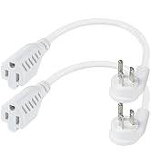 Short Flat Plug Extension Cord 1 Foot- Low Profile Right Angle Flat Plug 1FT Indoor AC Extension ...