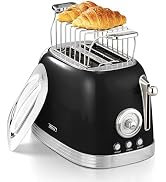 Wiltal Toaster 2 Slice, Retro Roaster, Bagel Toaster, With Stainless Steel Lid, With Bread Attach...