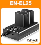 ENEGON EN-EL25 EN-EL25A Rechargeable Battery 2-Pack 1600mAh and Smart LED Dual Charger Kit for Ni...