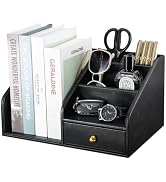 KINGFOM PU Leather Desk Organizer, Multifunction 6 Compartment Desk Organizers and Accessories fo...