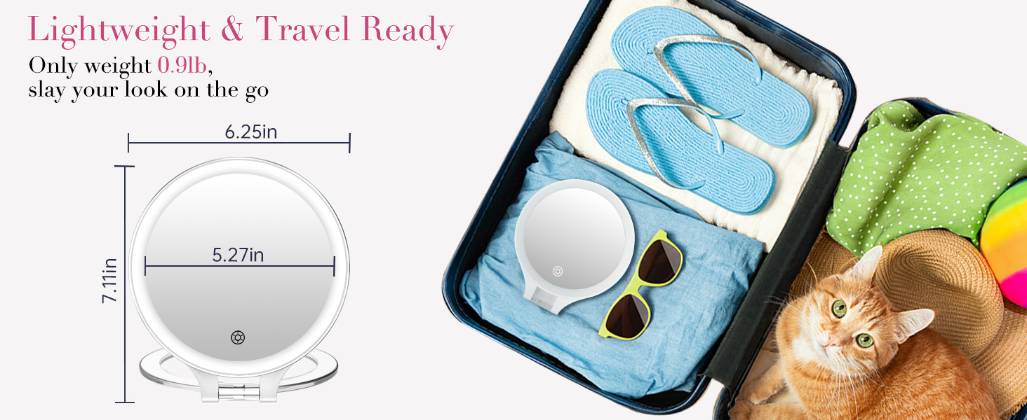 lighteweight and travel ready,travel makeup mirror