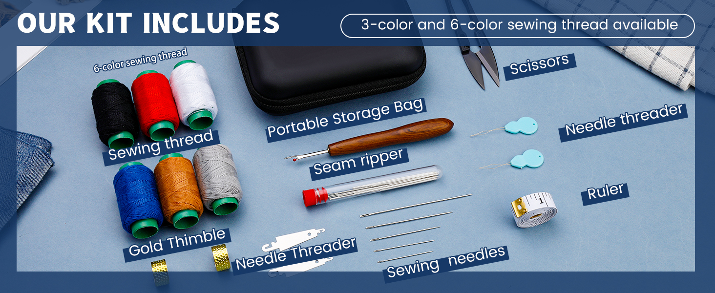 Sewing Kit with 6 Colors of Thread