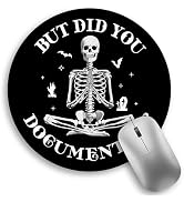 Funny Skull Skeleton Mouse Pad, Small Round Mouse Pads for Desk, Mini Travel Mousepad for Work Wi...