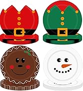 Funhax 100 PCS Christmas paper plates 7 Inch Disposable Plates Santa,Snowman,Gingerbread Man Tabl...