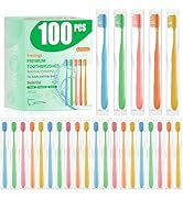 Fresings 100 Pack Premium Disposable Toothbrushes Bulk – Individually Wrapped Soft Bristle Toothb...