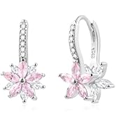 Watforsh 925 Sterling Silver Flower Earrings for Women Leverback Earrings with Crystal Double Flo...