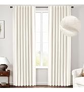 INOVADAY 100% Blackout Curtains 84 Inches Length 2 Panels Set, Back Tab/Rod Pocket Linen Black Ou...