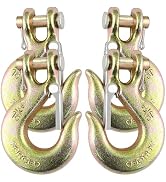 5/16" Clevis Slip Hook with Safety Latch, 4 Pack Heavy Duty Clevis Chain Hook for 5/16" Grade 70 ...