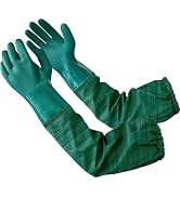 Eiito Extra-long 26" Rubber Pond Gloves, Chemical Resistant Gloves PVC Reusable,Heavy Duty Waterp...