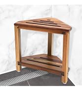 IBosins Corner Shower Stool with Storage Shelf Shower Foot Rest for Shaving Legs Small Bench for ...