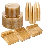 WELLIFE 600PCS Gold Glitter Plastic Plates, Disposable Dinnerware Set Includes: 100 Dinner Plates...