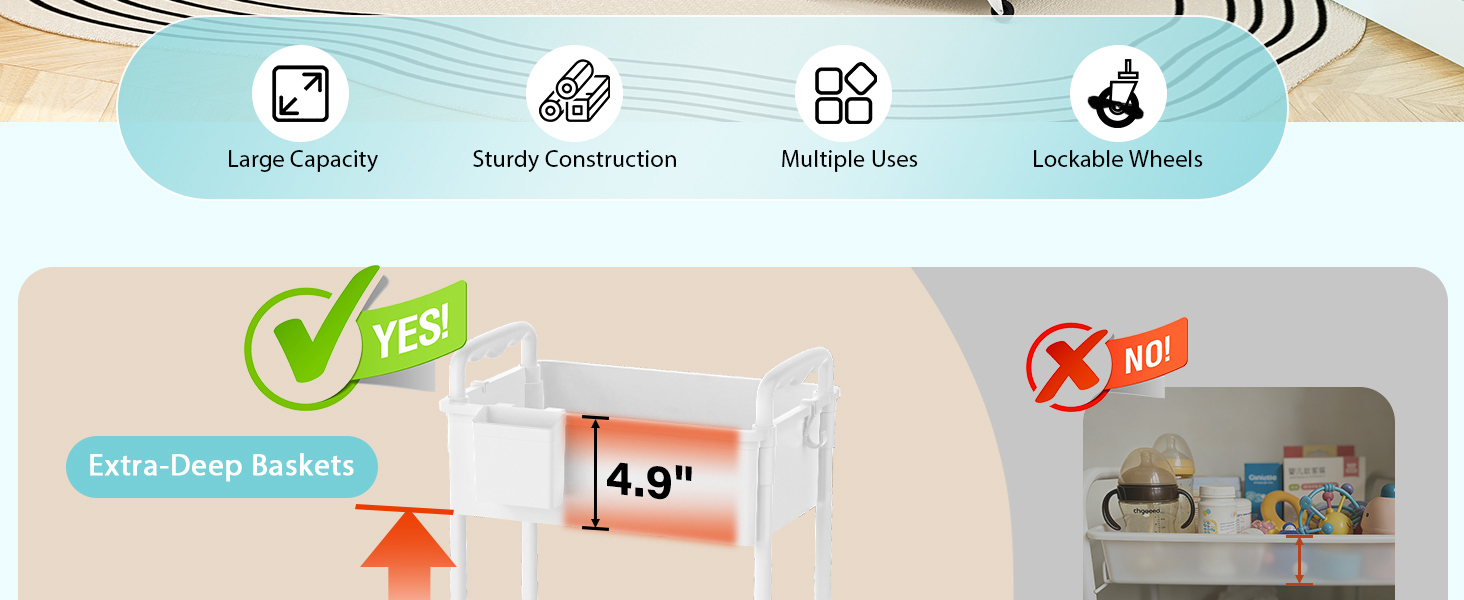 Baby Diaper Caddy Organizer Cart